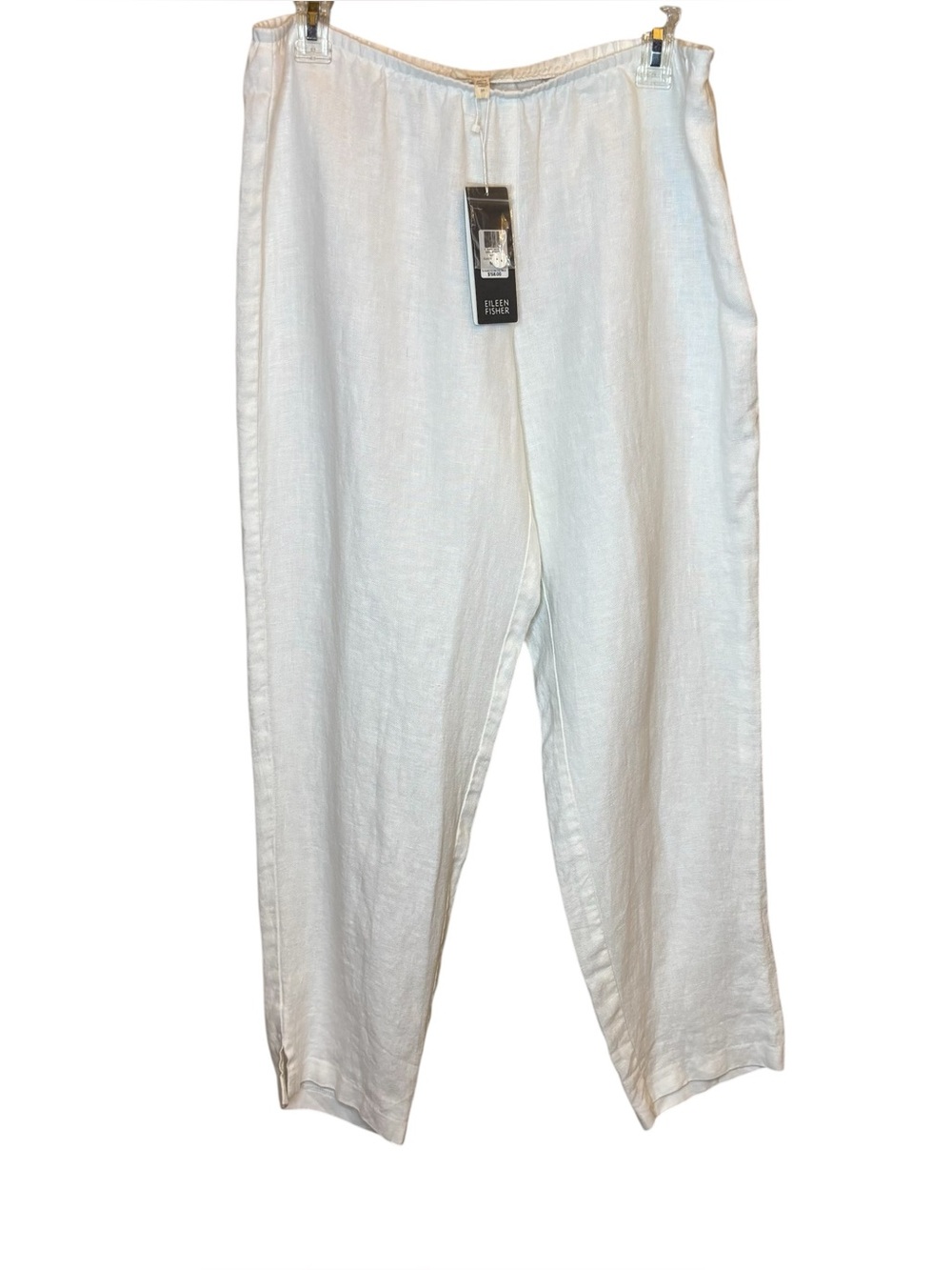 NEW Eileen Fisher 100% Linen White Slim Ankle Pants Medium Lagenlook Capsule NWT